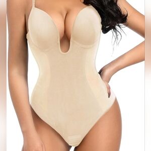 NWT Decorus Women's Low Back Shapewear Tummy Control Deep V Neck Backless Throng